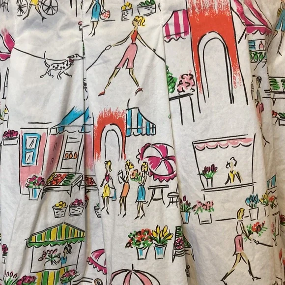 Randi M. Petites pleated skirt AOP illustrated pattern - Picture 2 of 5